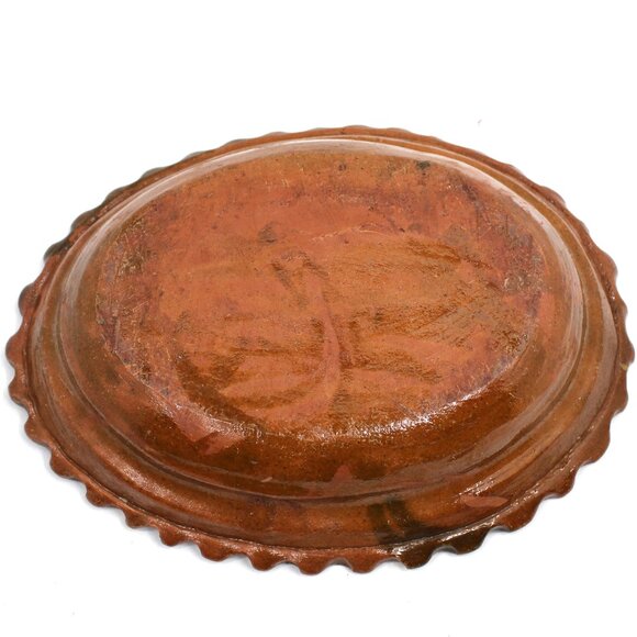 VTG Patamban Hand Painted Dolphin MX Folk Art Green/Brown Glazed Pottery Platter - Picture 9 of 10